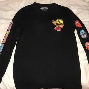 Black pac man long sleeve t-shirt